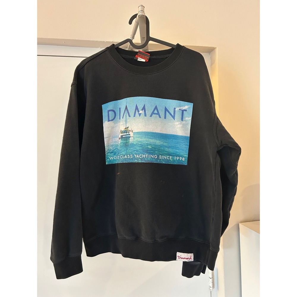 Diamond Supply Co Mens Black Diamant Yachting‎ Graphic Crewneck Sweatshirt Large - Picture 9 of 11